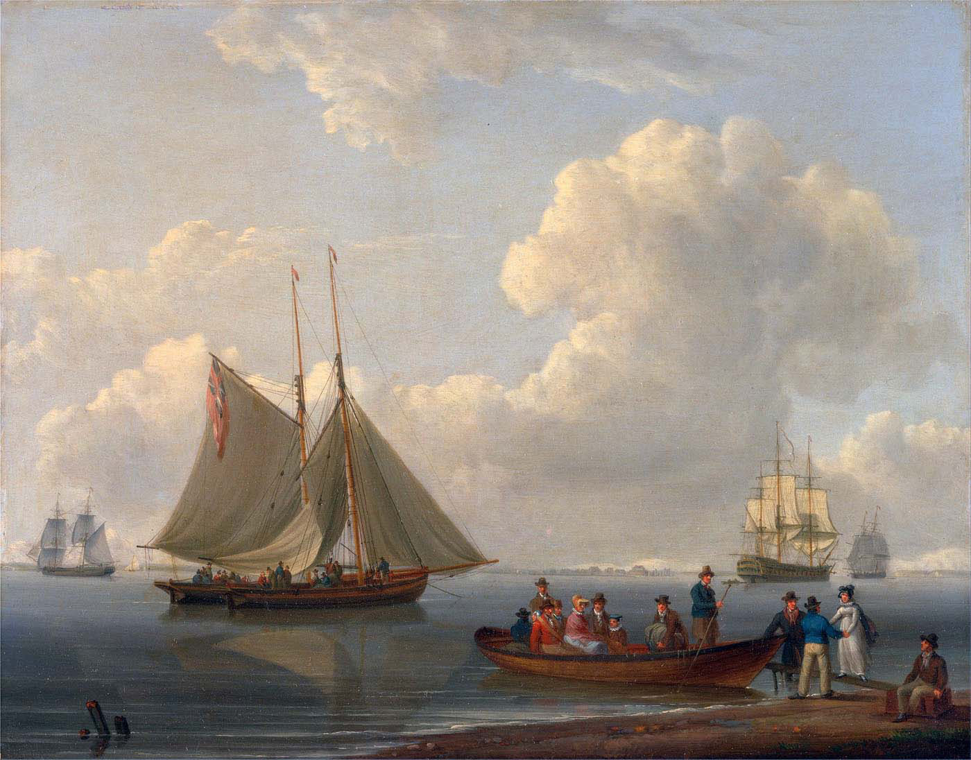 A Wherry Taking Passengers out to Two Anchored Packets